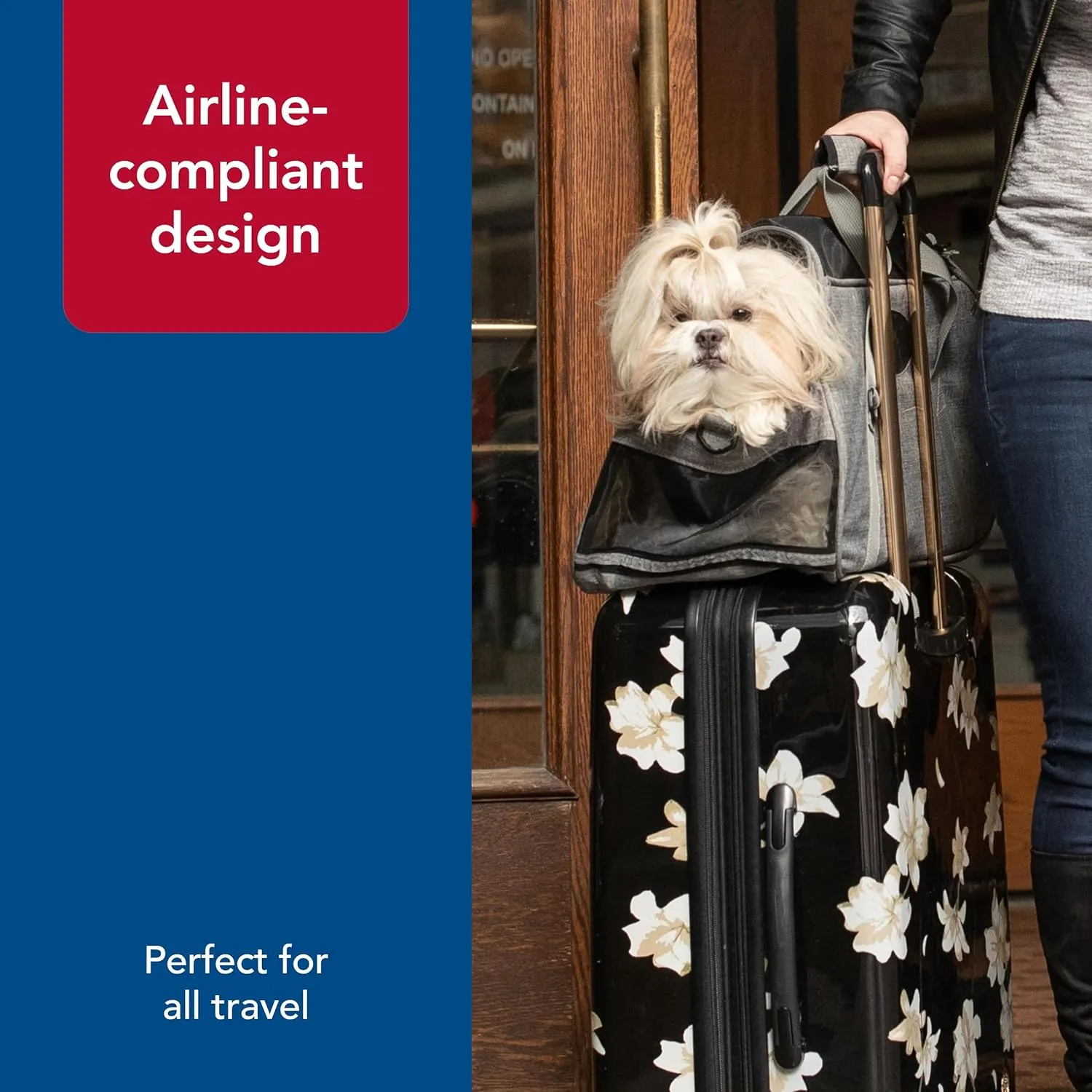 Coastal Pet Bergan Comfort Carrier - Breathable Travel Carrier for Dogs & Cats - Heather Bermuda, 19" x 10" x 13"
