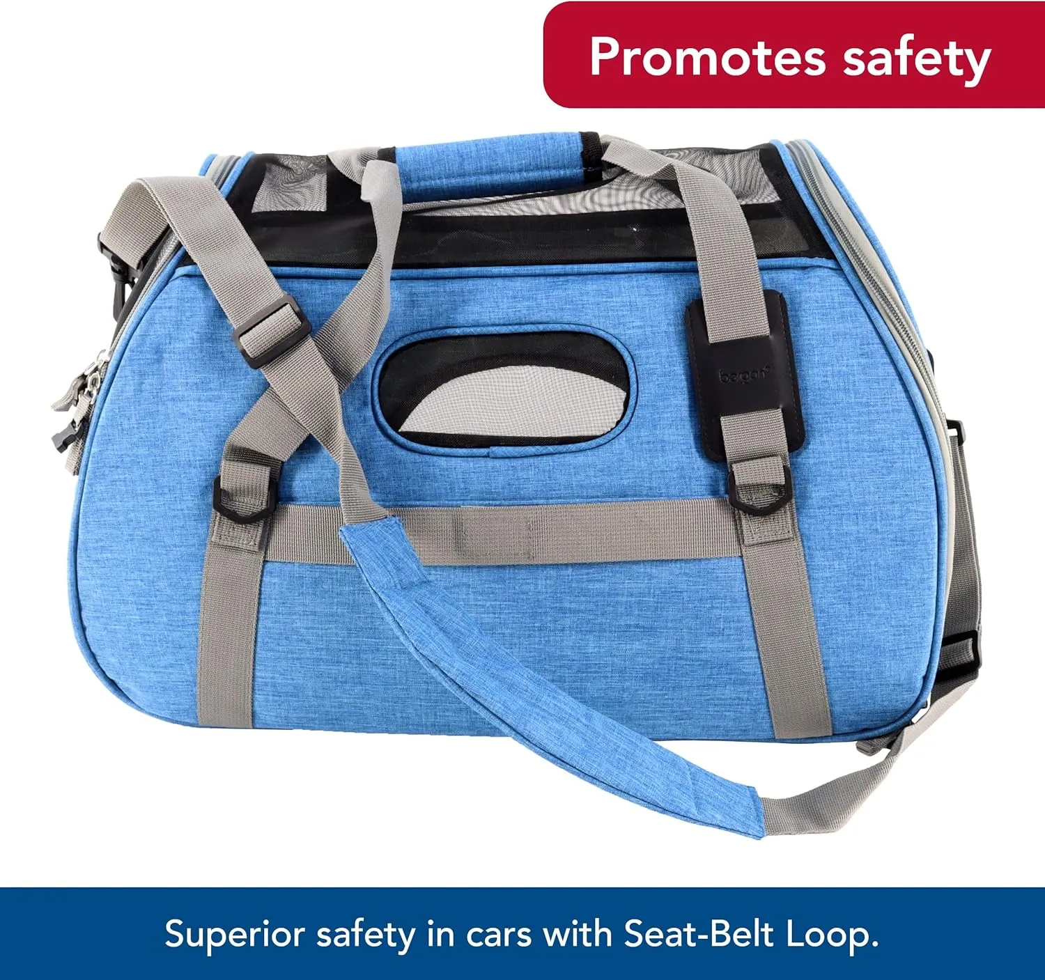 Coastal Pet Bergan Comfort Carrier - Breathable Travel Carrier for Dogs & Cats - Heather Bermuda, 19" x 10" x 13"