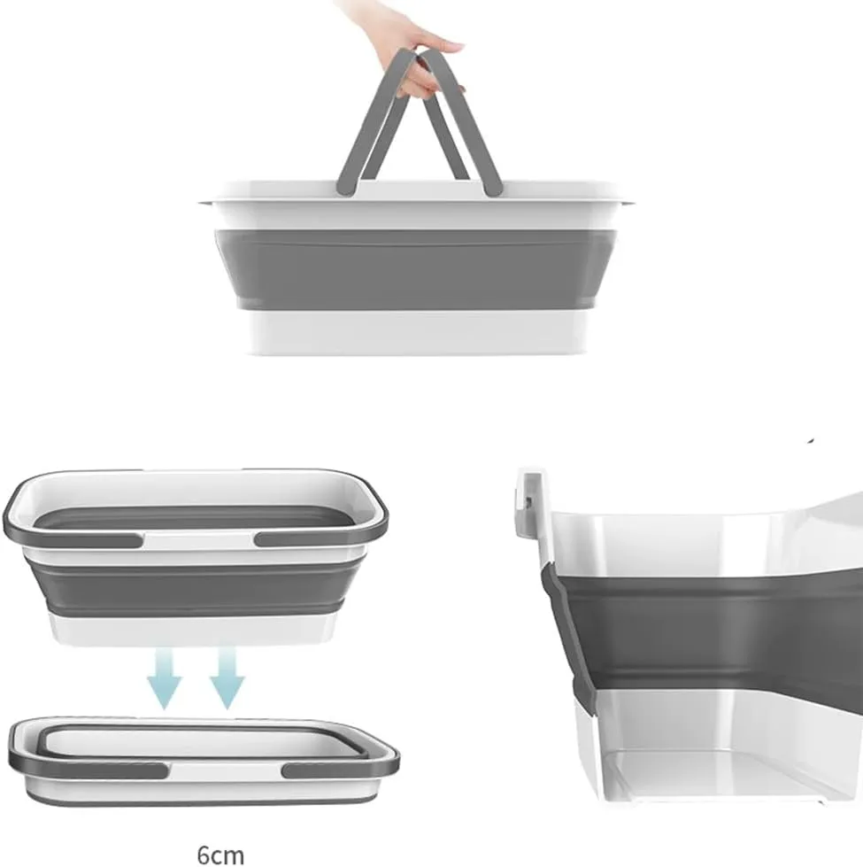 Collapsible Bucket for Foot Soaking with Handle Foot Bath Soak Tub with Massage Acupoint Plastic Cleaning Supplies Organizer for Feet Spa Toe Ankles Pedicure or Windows Cleaning Car Washing Gray