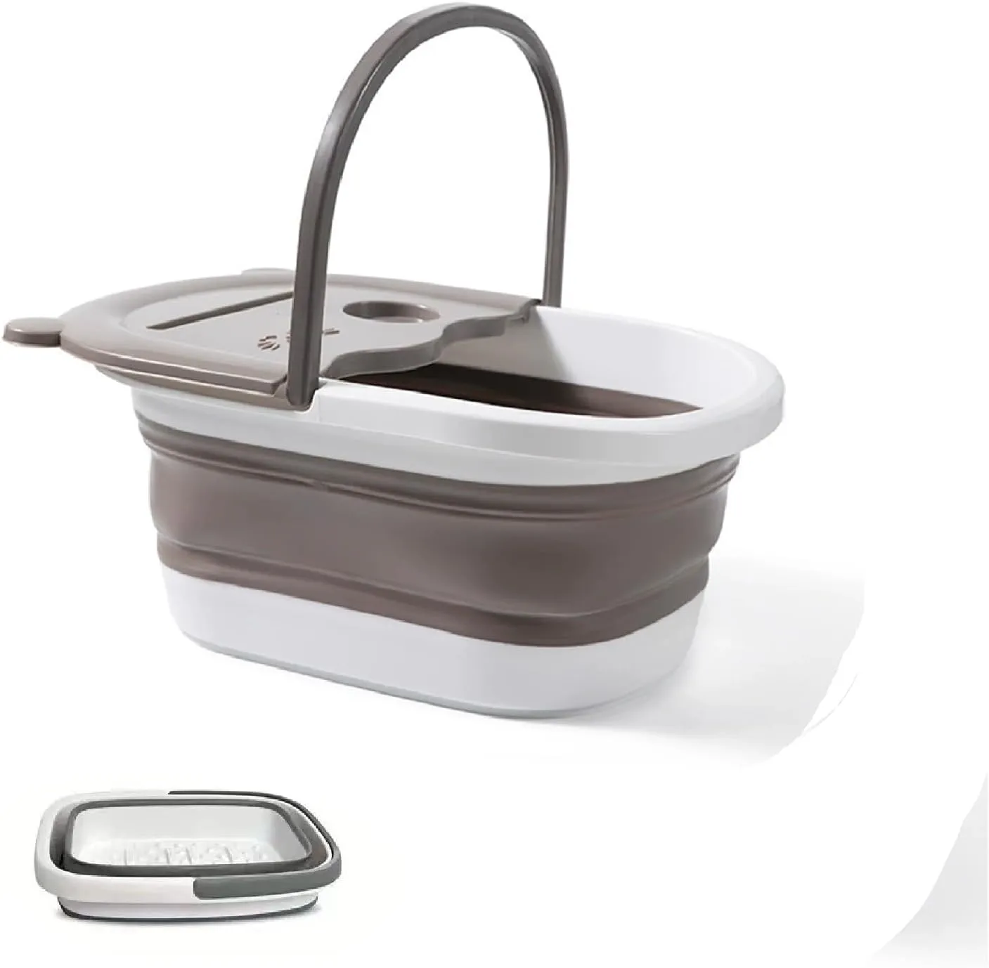 Collapsible Bucket for Foot Soaking with Handle Foot Bath Soak Tub with Massage Acupoint Plastic Cleaning Supplies Organizer for Feet Spa Toe Ankles Pedicure or Windows Cleaning Car Washing Gray