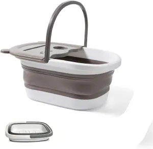 Collapsible Bucket for Foot Soaking with Handle Foot Bath Soak Tub with Massage Acupoint Plastic Cleaning Supplies Organizer for Feet Spa Toe Ankles Pedicure or Windows Cleaning Car Washing Gray