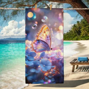 Colorful Butterfly Microfiber Beach Towel Gorgeous Butterfly Art Quick Dry Absorbent Soft Sand Free Oversized Lightweight Beach Blanket Vacation Picnic Essentials 70x35 Inch