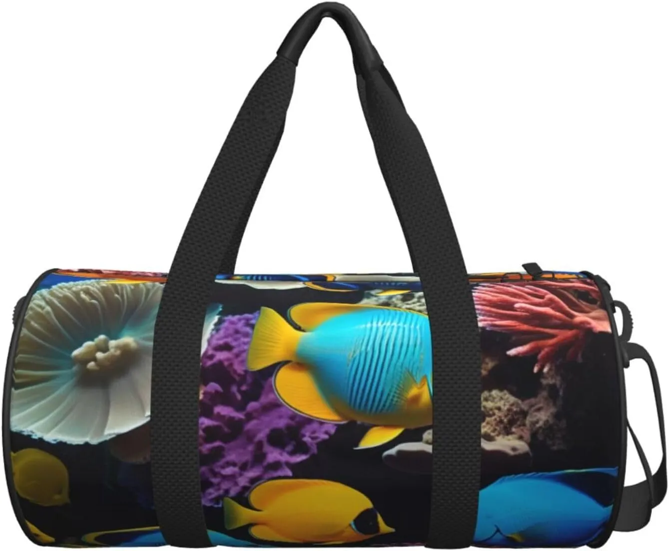 Colorful Sea Fish Printed Travel Bag,Round Personal Item Storage bag,Foldie Duffel Bag for Traveling Vacation,Fitness,Sports
