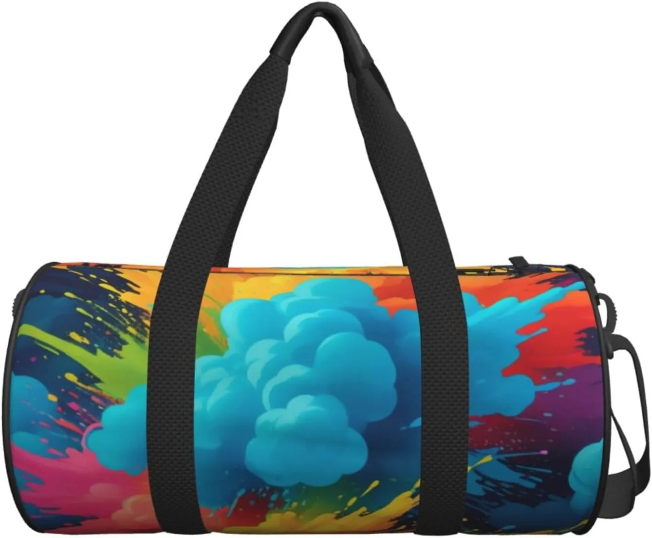 Colorful Spray Pattern Printed Travel Bag,Round Personal Item Storage bag,Foldie Duffel Bag for Traveling Vacation,Fitness,Sports