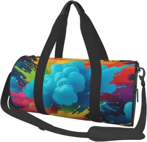 Colorful Spray Pattern Printed Travel Bag,Round Personal Item Storage bag,Foldie Duffel Bag for Traveling Vacation,Fitness,Sports