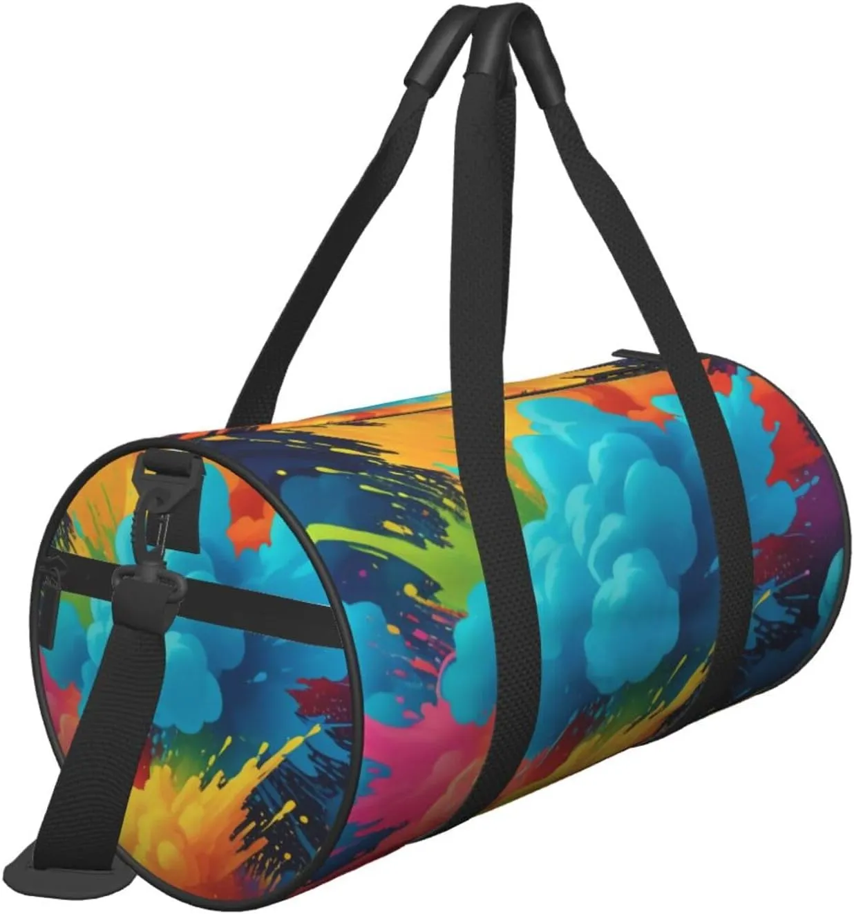 Colorful Spray Pattern Printed Travel Bag,Round Personal Item Storage bag,Foldie Duffel Bag for Traveling Vacation,Fitness,Sports
