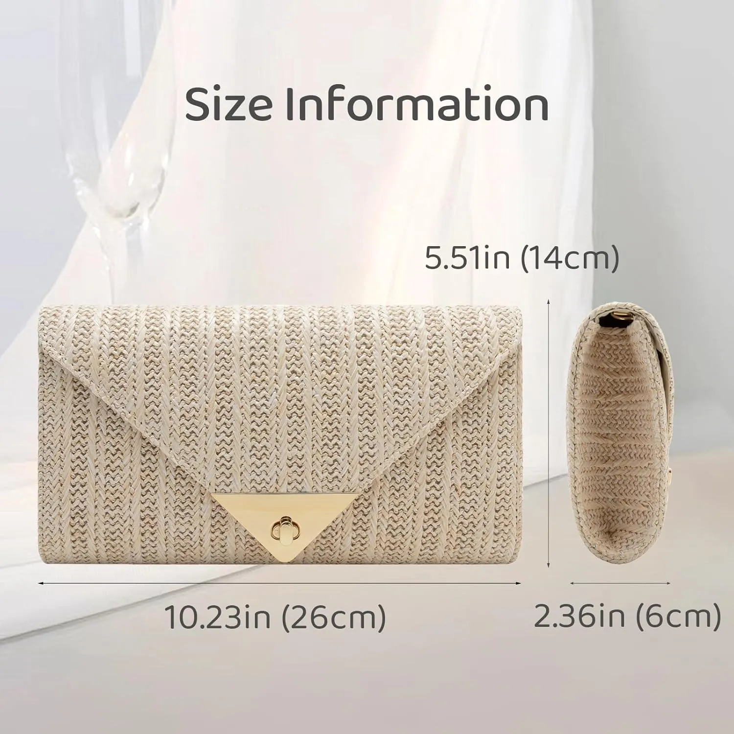 Comeon Straw Clutch Purses for Women Envelope Evening Handbag Party Wedding Purse Hand-Woved Holiday Beach Bags with Chain