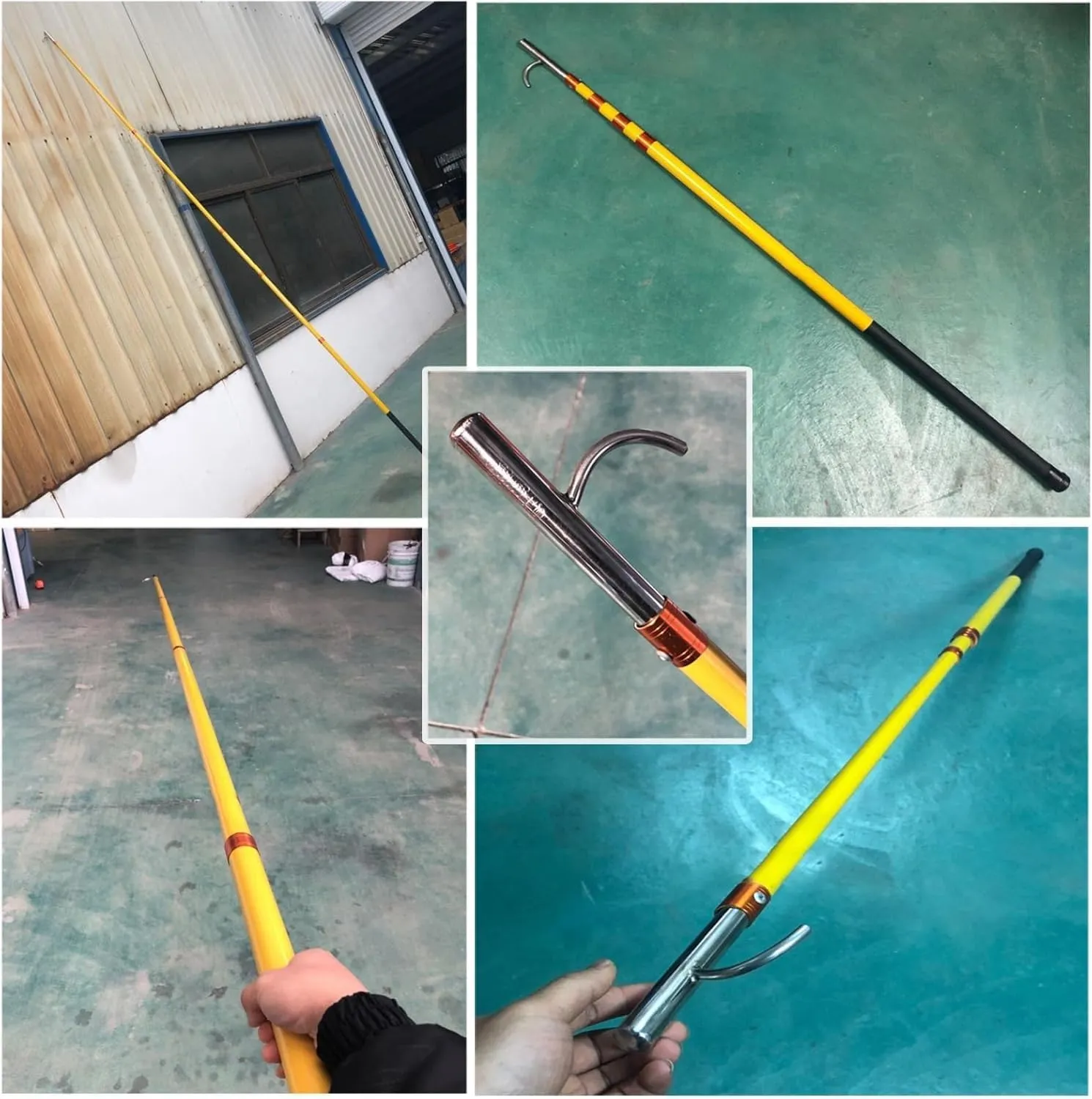 Commercial Rust-Resistant Rescue Hook with 4/5/ 6 M Super Light Long Handle, Heavy Duty Boat Hooks for Docking Telescopic Floating, Trailer Truck Cargo Grabber Tool
