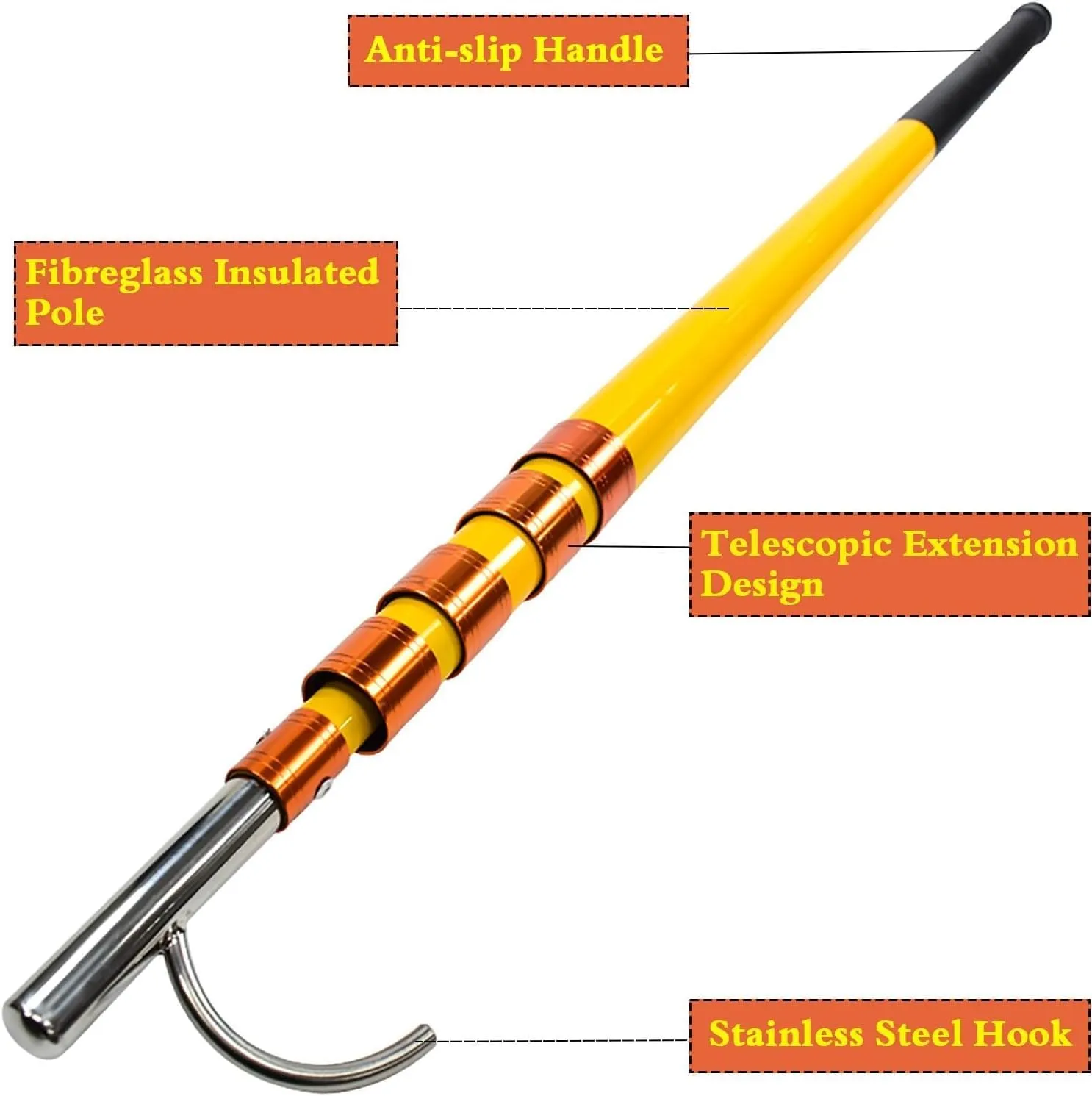 Commercial Rust-Resistant Rescue Hook with 4/5/ 6 M Super Light Long Handle, Heavy Duty Boat Hooks for Docking Telescopic Floating, Trailer Truck Cargo Grabber Tool