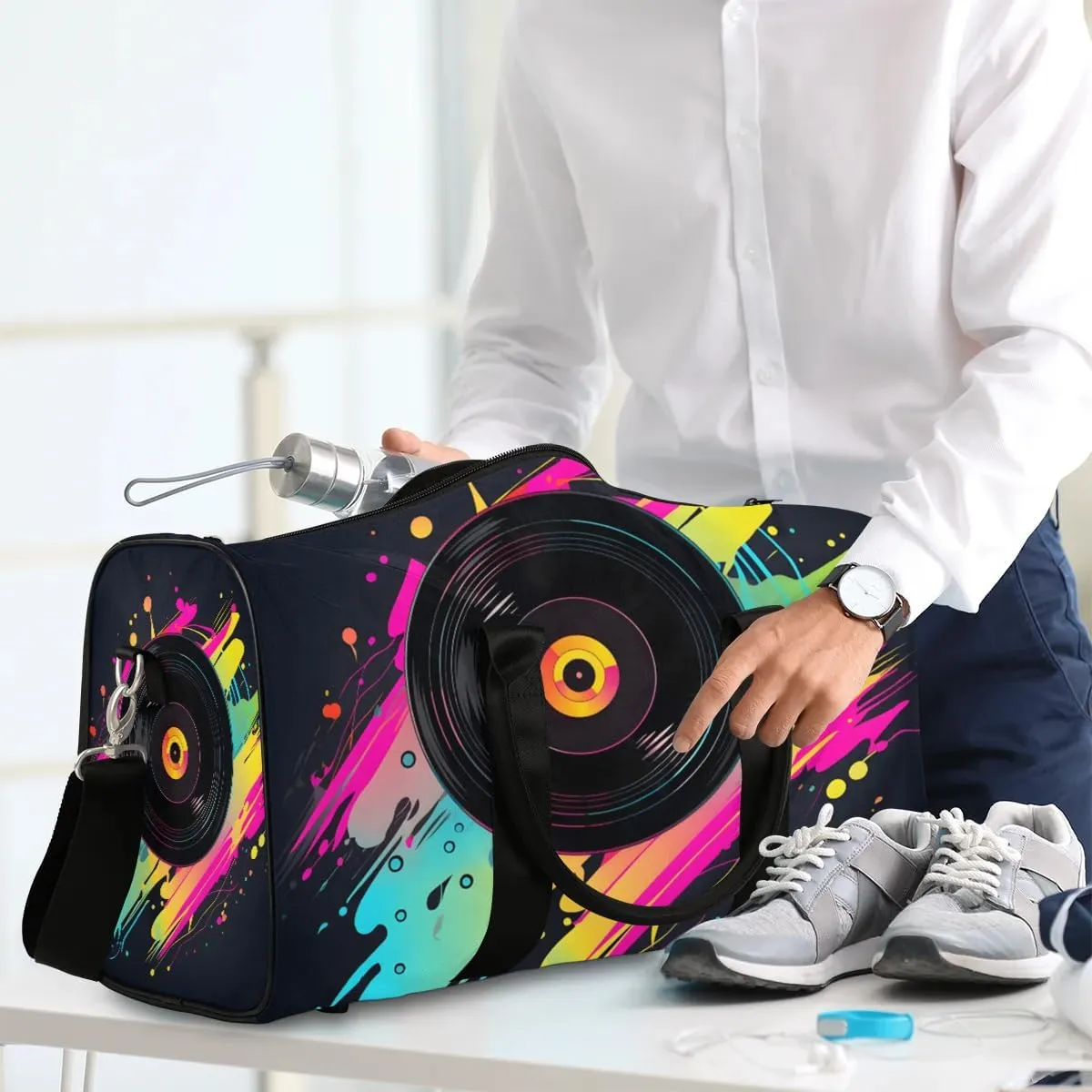 Concert Music Album Printed Travel Duffel Bag for Women Men Waterproof Foldable Overnight Weekender Bag Large Capacity Sports Gym Bag