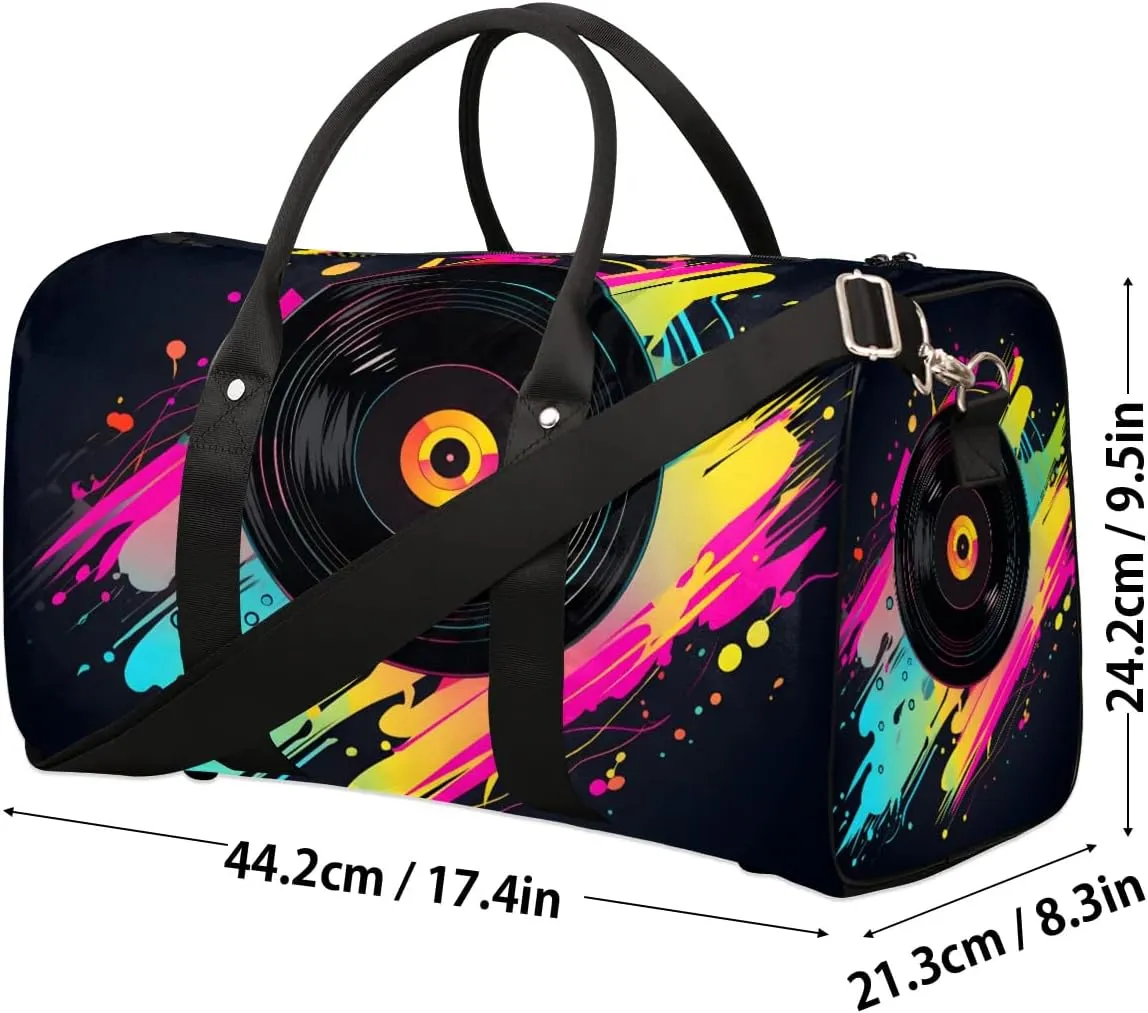 Concert Music Album Printed Travel Duffel Bag for Women Men Waterproof Foldable Overnight Weekender Bag Large Capacity Sports Gym Bag