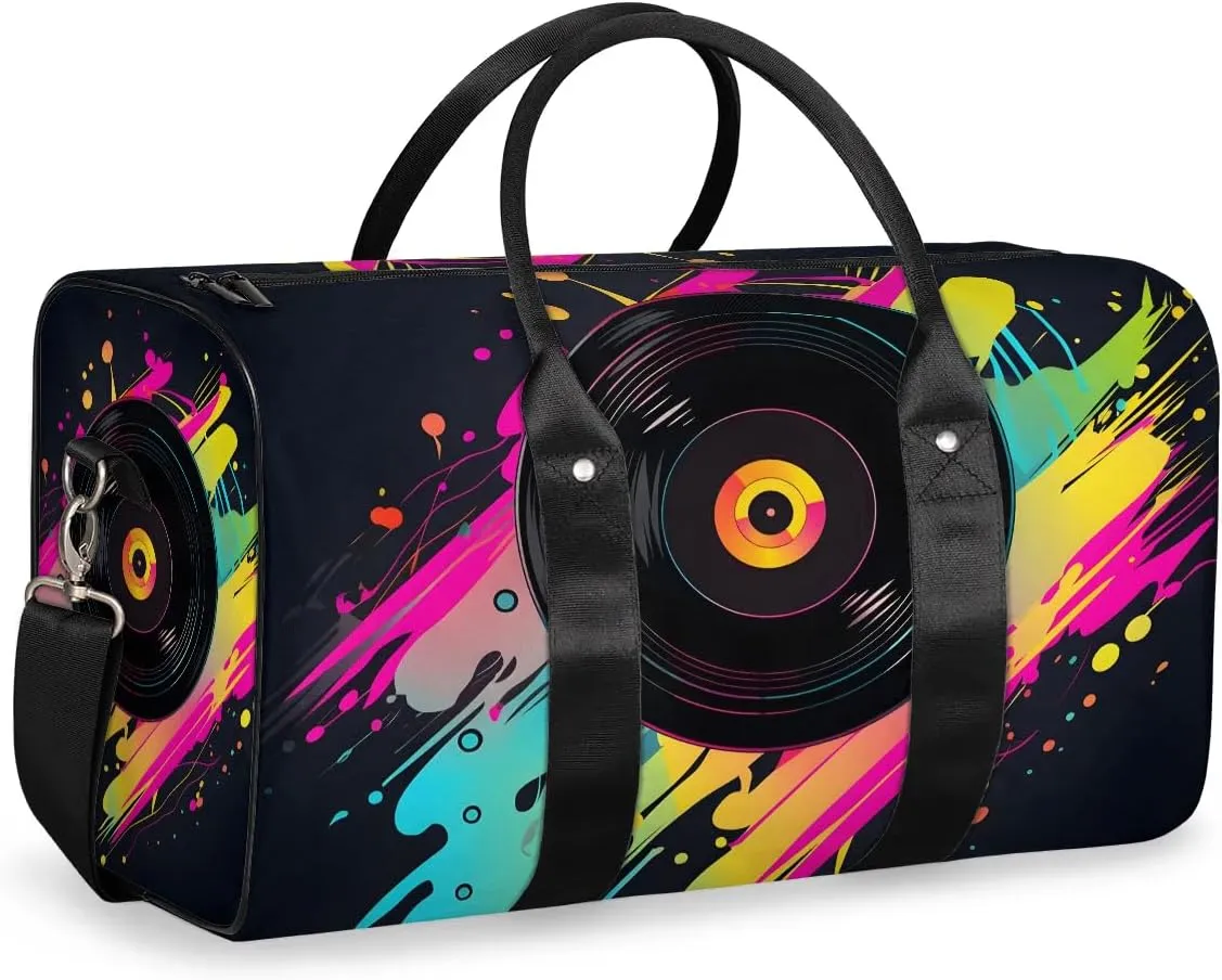 Concert Music Album Printed Travel Duffel Bag for Women Men Waterproof Foldable Overnight Weekender Bag Large Capacity Sports Gym Bag