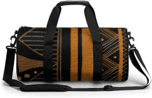Contemporary Afrocentric Pattern Large Capacity Portable Cylindrical Fitness Bag