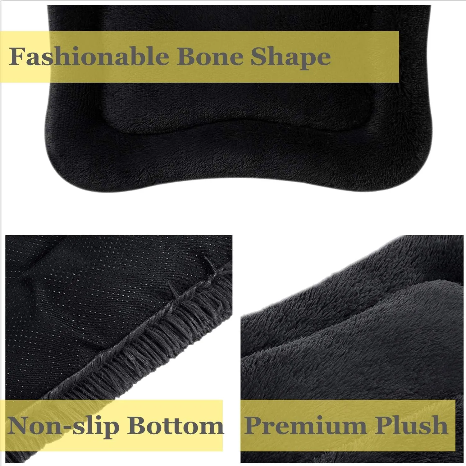 Coohom Deluxe Plush Dog Bed Pet Cushion Crate Mat,Fulffy Comfy Kennel Anti-Slip Washable Pad for Medium Large X-Large Dogs(XX-Large, Black)