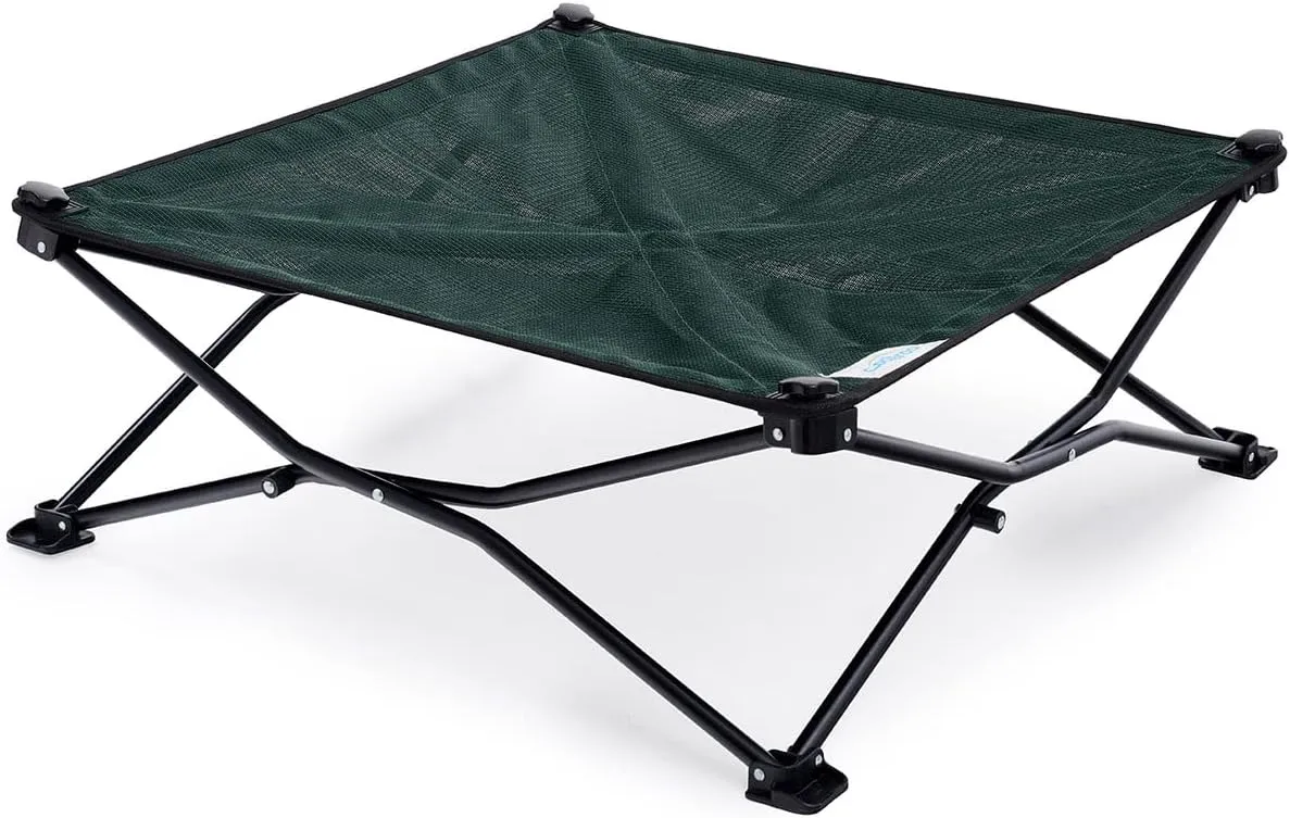 Coolaroo On-The-Go Elevated Dog Bed - Foldable Pop-Up Travel Dog Bed with Breathable, Moisture-Resistant Fabric, Carry Bag Included, Lightweight & Portable, Brunswick Green, Medium
