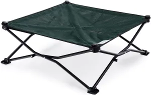 Coolaroo On-The-Go Elevated Dog Bed - Foldable Pop-Up Travel Dog Bed with Breathable, Moisture-Resistant Fabric, Carry Bag Included, Lightweight & Portable, Brunswick Green, Medium