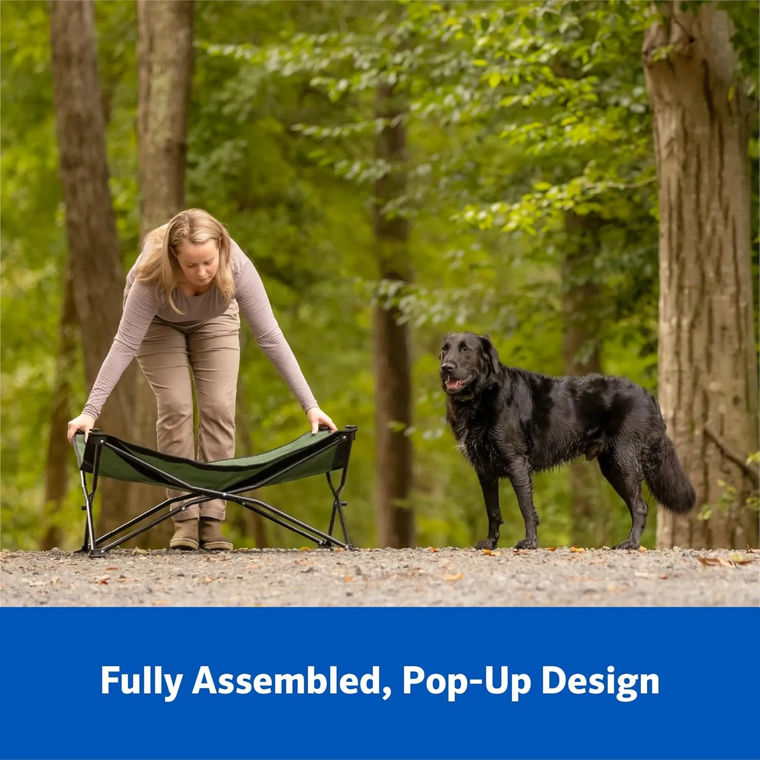 Coolaroo On-The-Go Elevated Dog Bed Kit – Portable & Cooling Travel Cot with HeatShield Fabric for Large Dogs, Lightweight & Compact, Includes Matching Carry Bag & Pacific Blue Bonus Cover, Large