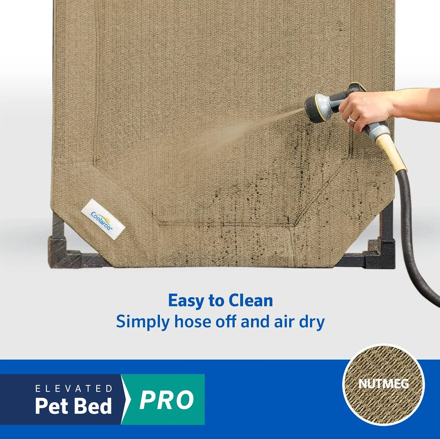 Coolaroo Pro Elevated Dog Bed - Low-Profile Access, Moisture-Resistant Cover, Breathable Fabric & Tool-Free Setup, Nutmeg, Standard