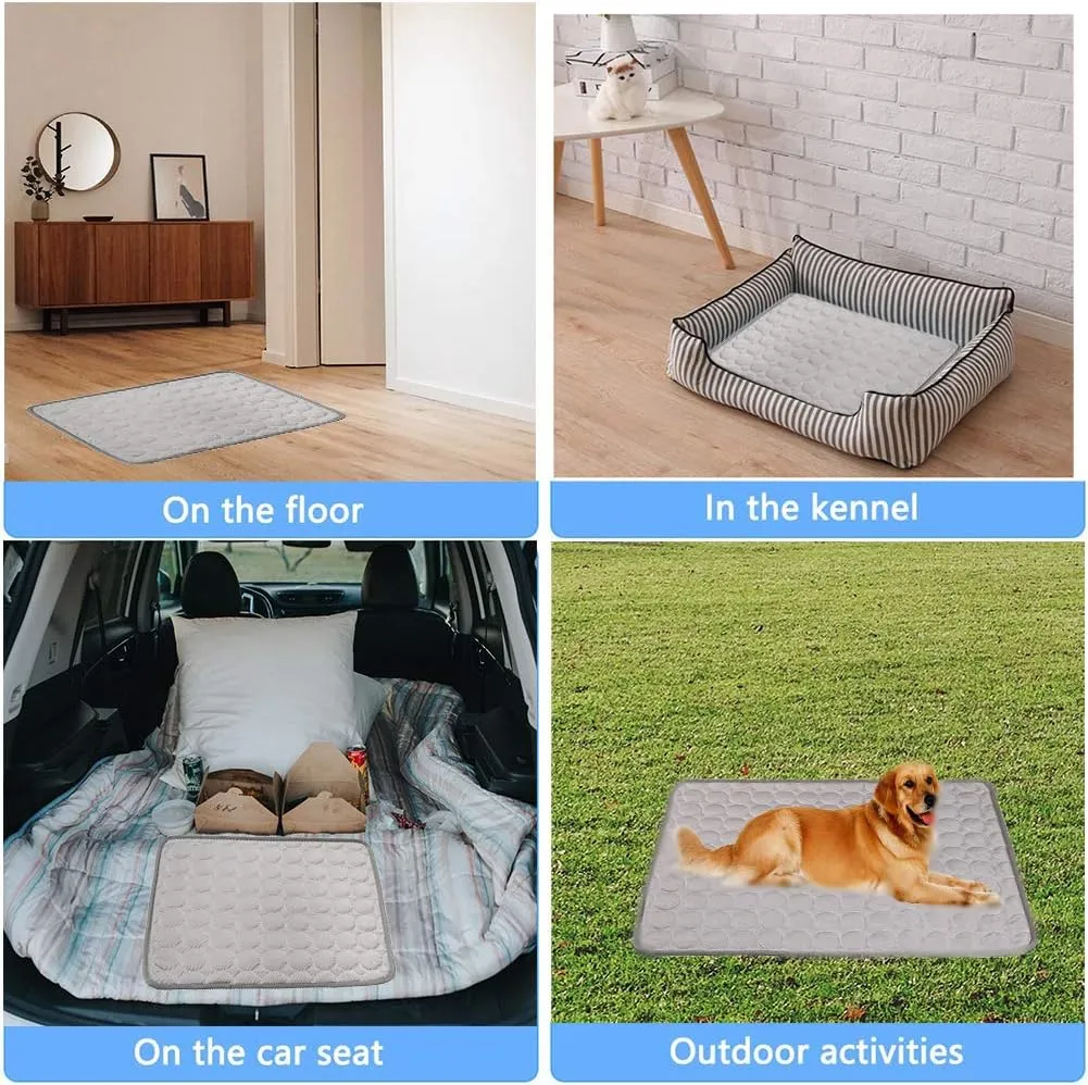 Cooling Mat for Dogs Summer Dog Pad for Small Medium Large Dogs Cats, Pet Ice Silk Blankets Sleeping Mat, Outdoor Dog Self Cooling Crate Sleep Mats Washable Portable