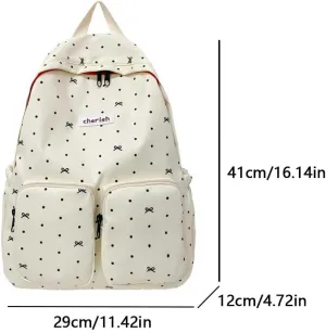 Coquette Bow Backpack Cute Aesthetic Laptop Backpack Kawaii Rucksack for Women Bow Tie Travel Daypack