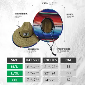COR Surf Straw Hats for Men and Women Classic Lifeguard Sun Hat with UPF 50  Cloth Printed Under The Beach Hat