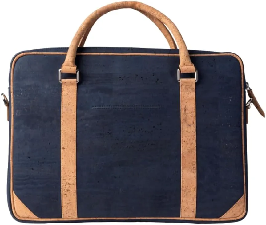 Cork Slim Laptop Bag - Unisex Luxury Work Briefcase For Men & Women - Sustainable Vegan Leather Business Bag