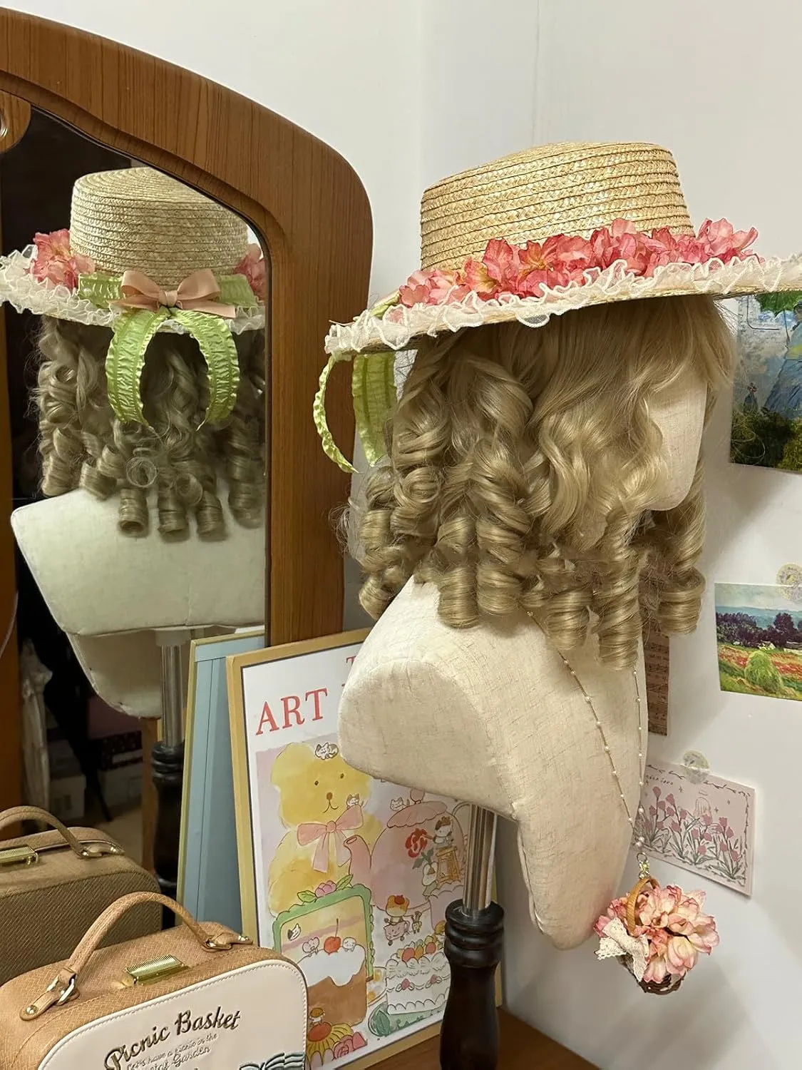 COSDREAMER Womens Victorian Hat Vintage Tea Party Sun Hat Flat