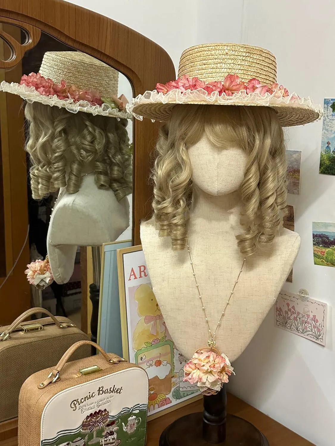 COSDREAMER Womens Victorian Hat Vintage Tea Party Sun Hat Flat