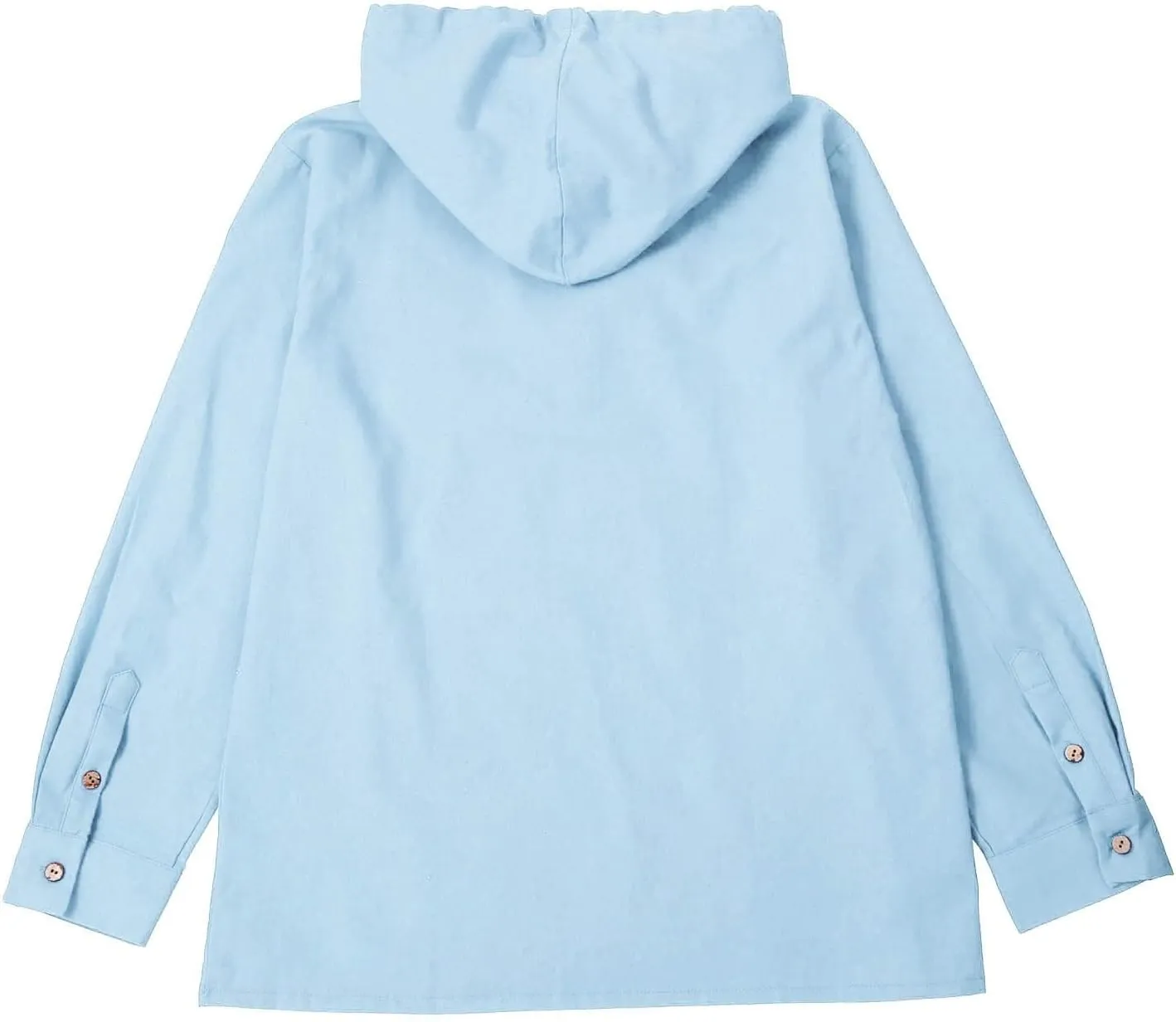 Cotton Hoodie Men Long Sleeve Summer Button Up Hooded Beach Fashion V Neck Dry Fit Tops Oversized Stylish Holiday Shirts