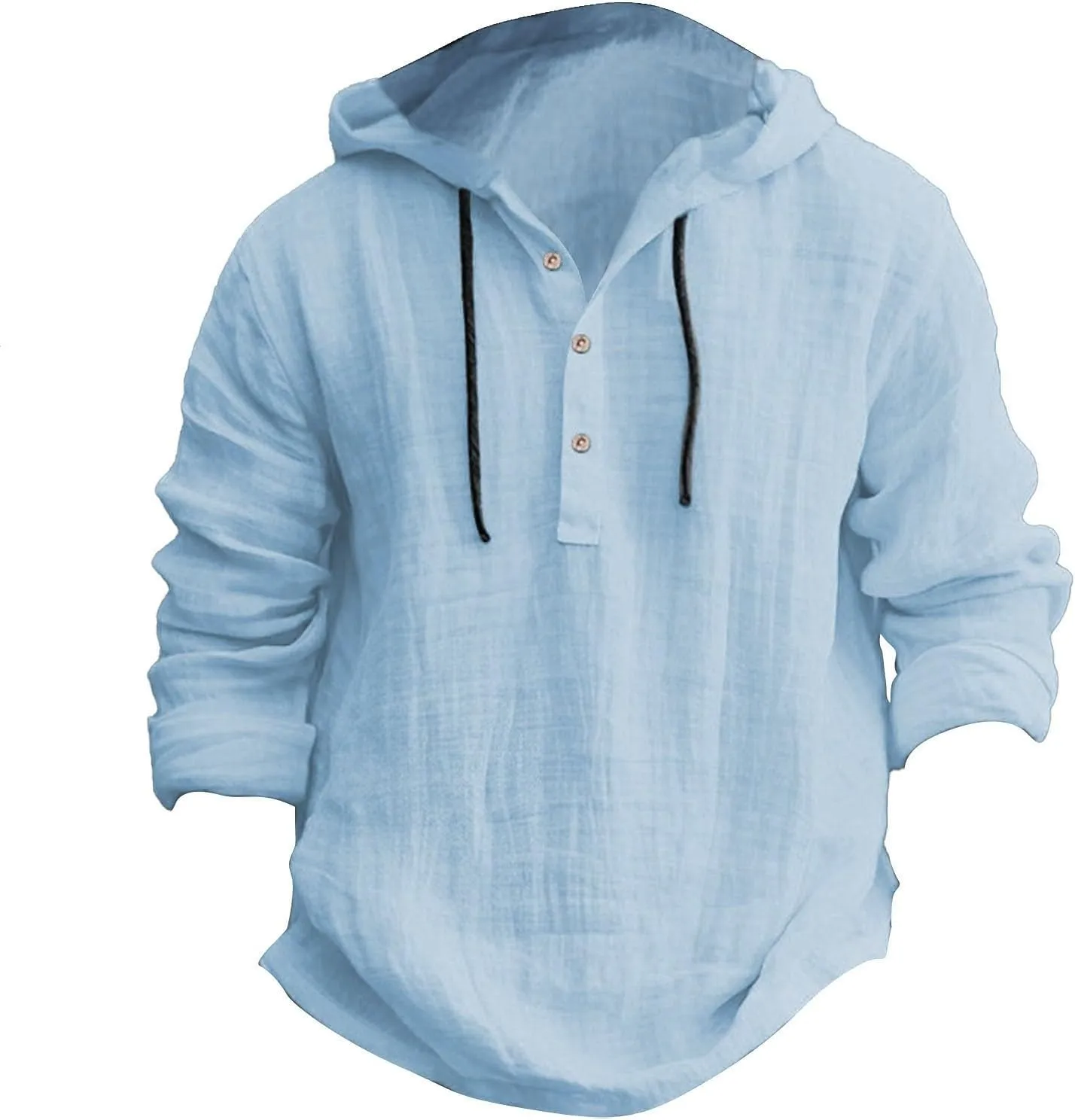 Cotton Hoodie Men Long Sleeve Summer Button Up Hooded Beach Fashion V Neck Dry Fit Tops Oversized Stylish Holiday Shirts
