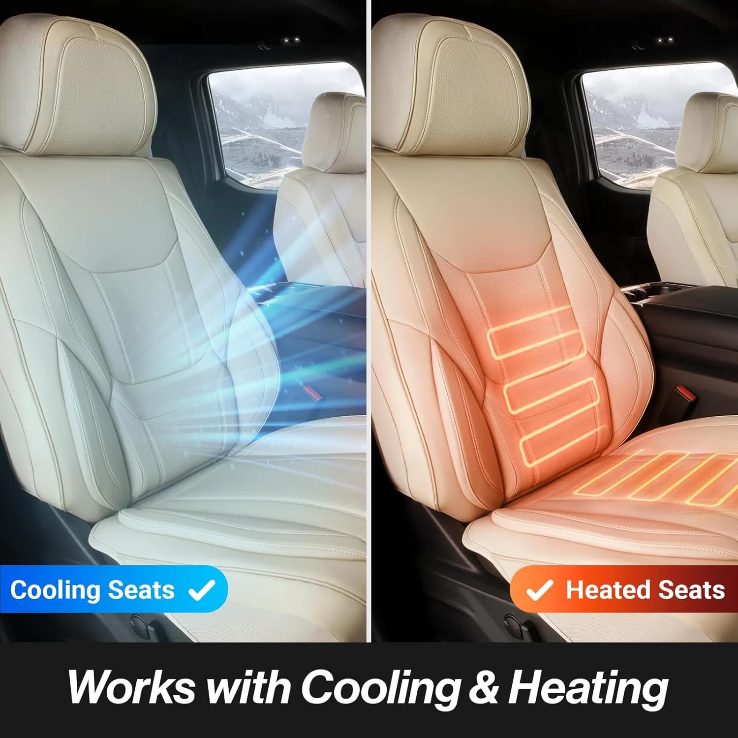 Coverland Custom Car Seat Covers Compatible with 2004-2006 Suzuki Verona - Premium Leather Non-Slip Memory Foam Waterproof Seat Cover Custom fit Interior Protector [Full Set Seat-Beige]
