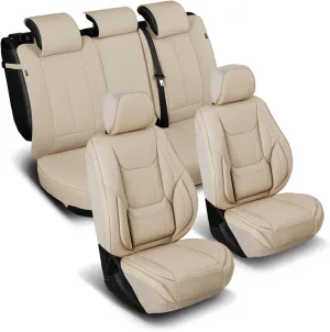 Coverland Custom Car Seat Covers Compatible with 2004-2006 Suzuki Verona - Premium Leather Non-Slip Memory Foam Waterproof Seat Cover Custom fit Interior Protector [Full Set Seat-Beige]