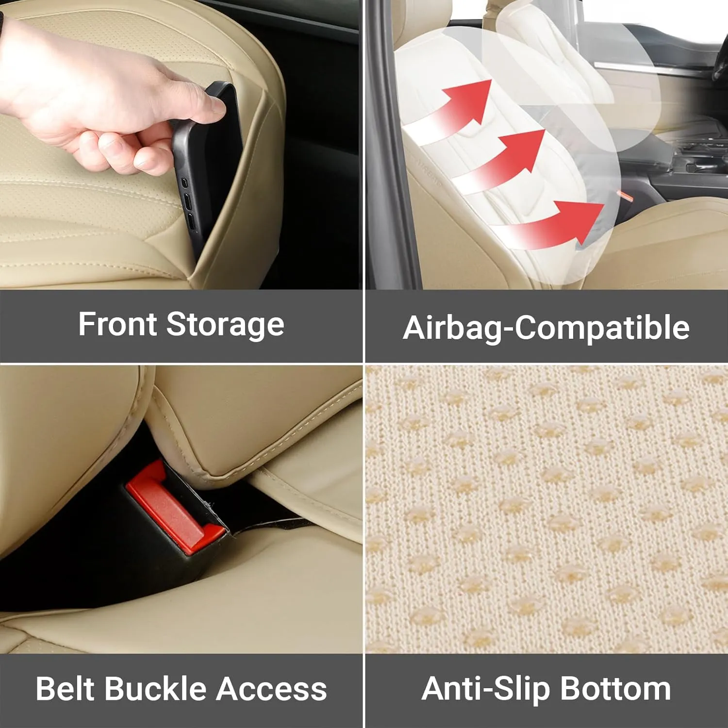 Coverland Custom Car Seat Covers Compatible with 2004-2006 Suzuki Verona - Premium Leather Non-Slip Memory Foam Waterproof Seat Cover Custom fit Interior Protector [Full Set Seat-Beige]