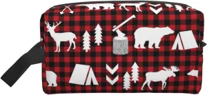 Cow Deer Tree Christmas Print Travel Cosmetic Large Capacity Zippered Storage Bag For Toiletries Daily Essentials