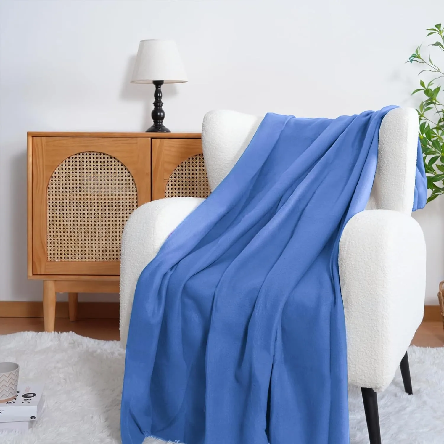 Cozy Fleece Blanket Bulk-（Pack of 6） Comfortable Fleece Throw Blanket Suitable for Home Bed Sofa Office Camping and Pet-Friendly Warm and Breathable Blue, Pack of 6-50 x 60 Inch