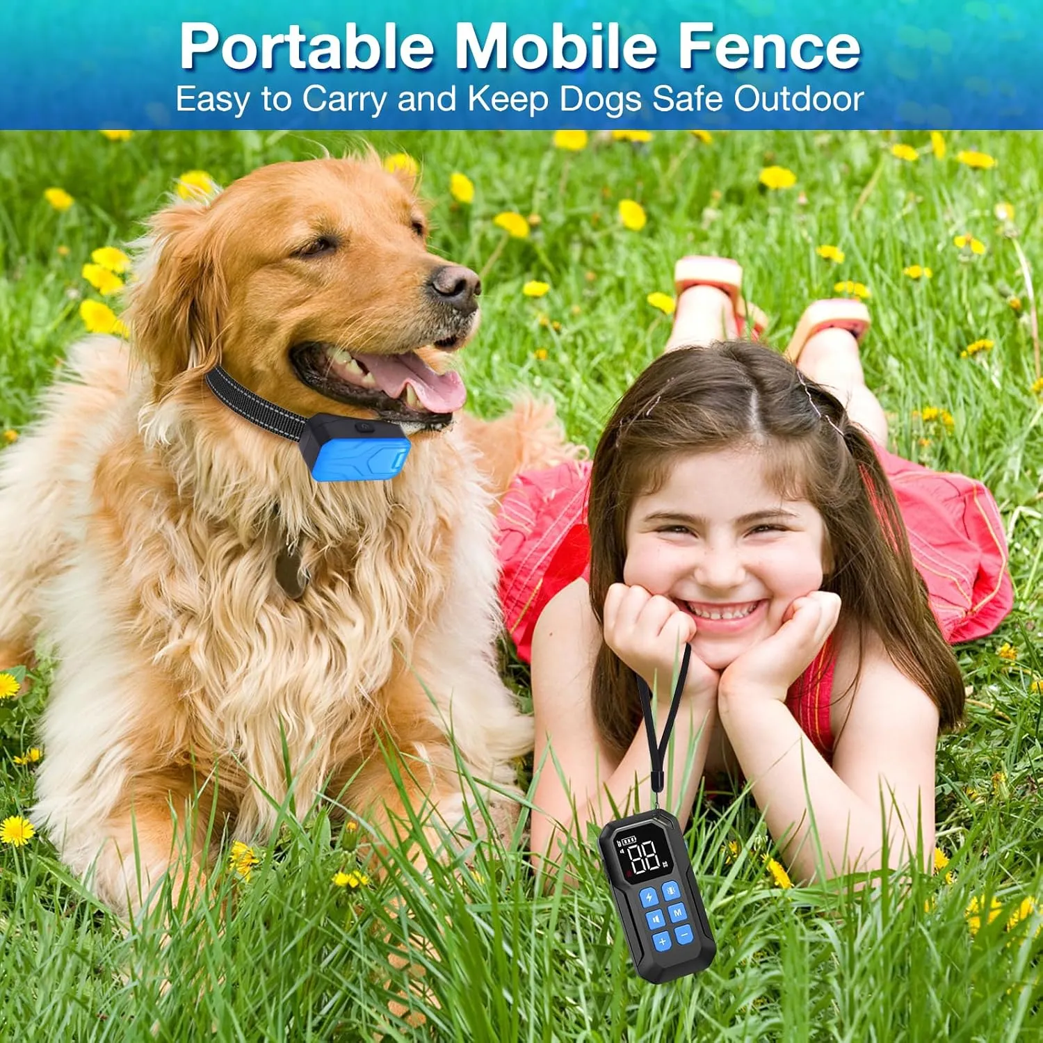 CPPSLEE Wireless Fence for Dogs, Electric Dog Fence, Electric Fence for Dogs, 2 in 1 Wireless Dog Fence System and with Waterproof Dog Training Collar Adjustable Range Up to 1000Ft