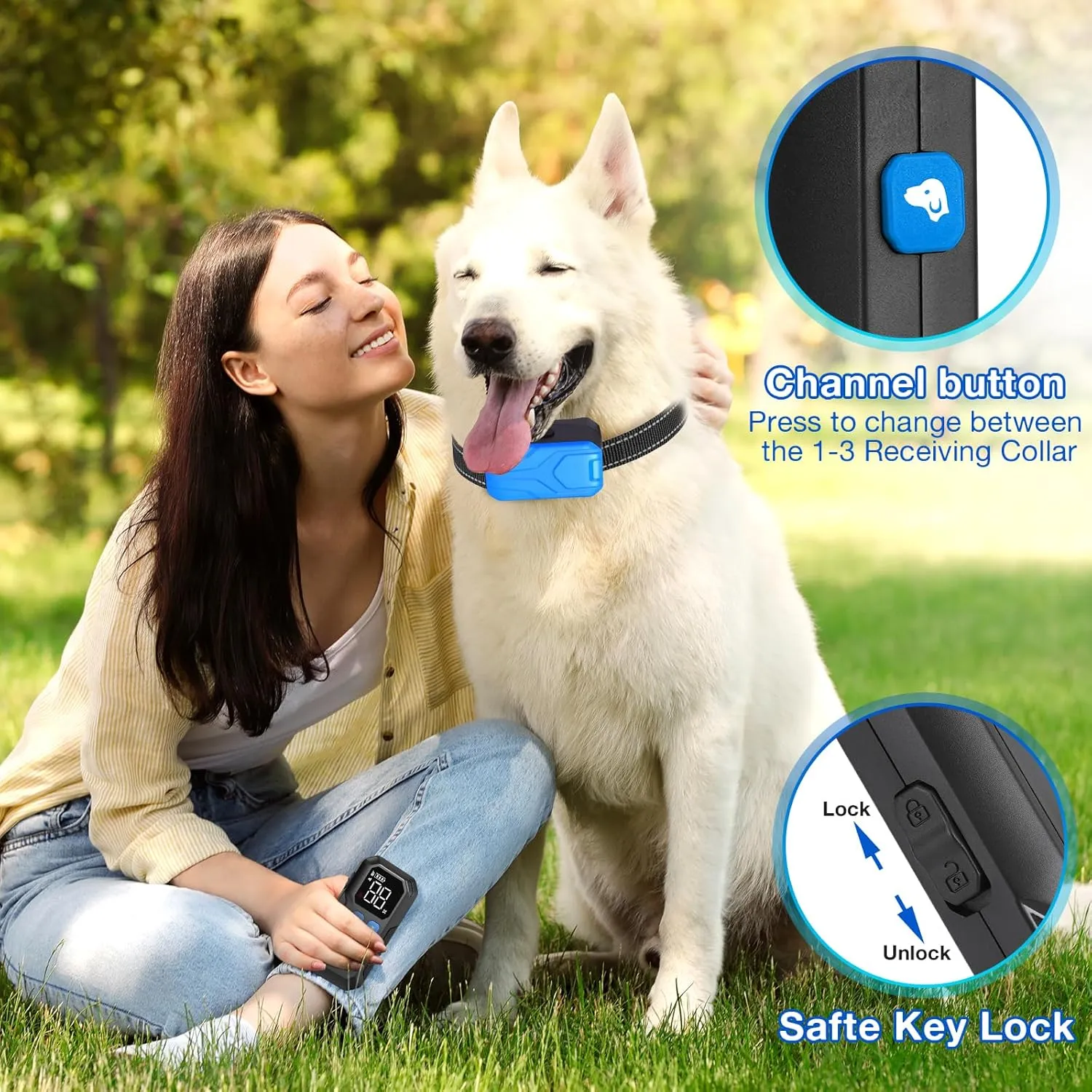 CPPSLEE Wireless Fence for Dogs, Electric Dog Fence, Electric Fence for Dogs, 2 in 1 Wireless Dog Fence System and with Waterproof Dog Training Collar Adjustable Range Up to 1000Ft