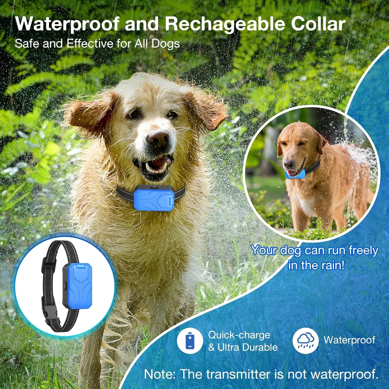CPPSLEE Wireless Fence for Dogs, Electric Dog Fence, Electric Fence for Dogs, 2 in 1 Wireless Dog Fence System and with Waterproof Dog Training Collar Adjustable Range Up to 1000Ft