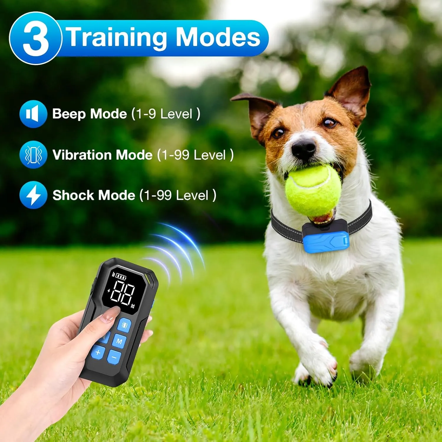 CPPSLEE Wireless Fence for Dogs, Electric Dog Fence, Electric Fence for Dogs, 2 in 1 Wireless Dog Fence System and with Waterproof Dog Training Collar Adjustable Range Up to 1000Ft