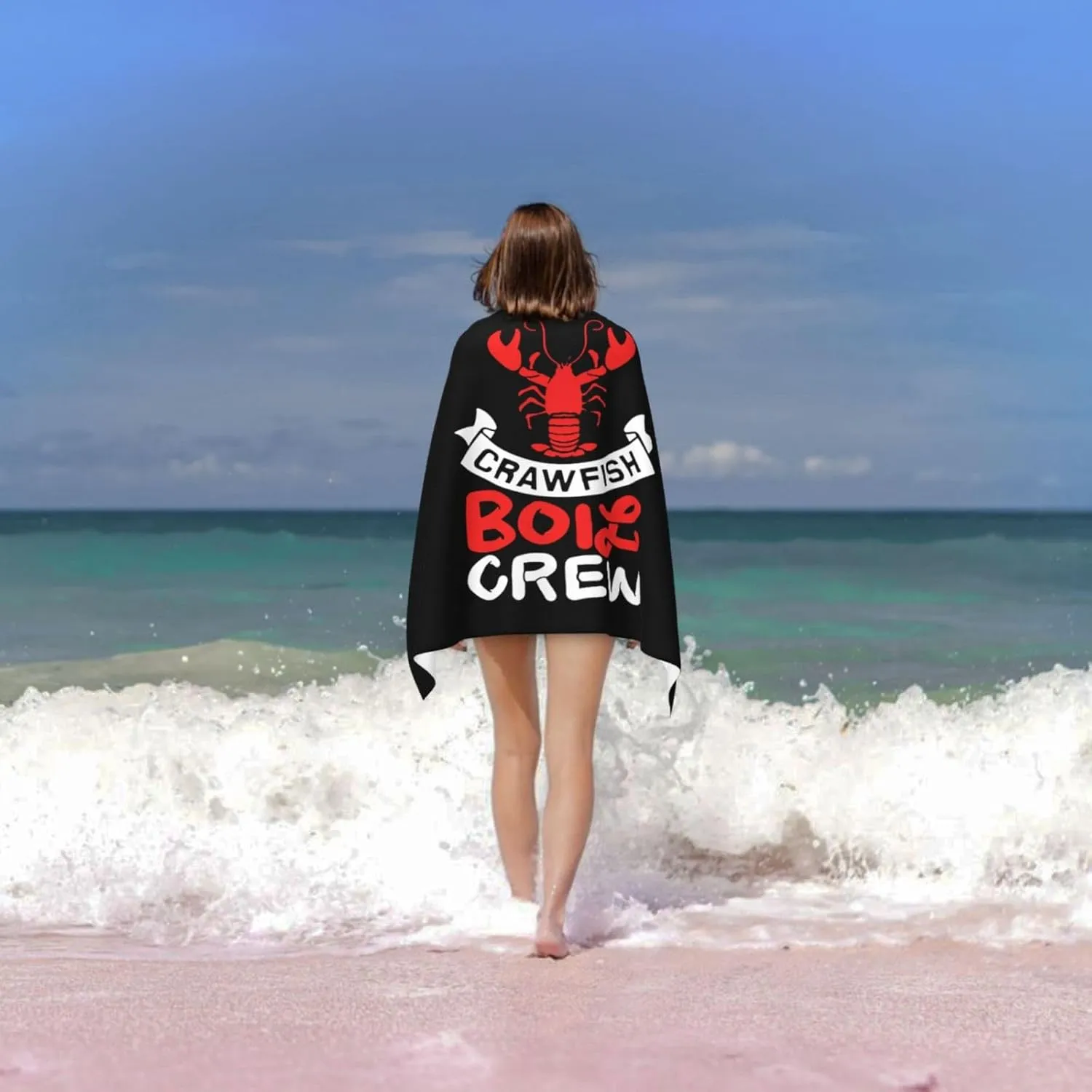 Crawfish Boil Crew Extra Large & Super Soft Beach Towel - Oversized Quick-Drying Sand Towel, Highly Absorbent, Perfect for Beach & Pool