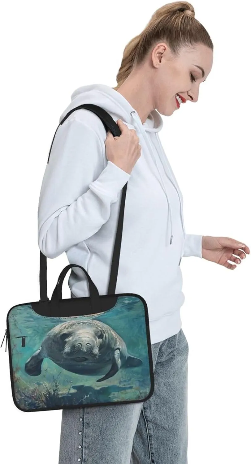 Crazy Save Manatee Print Laptop Bag,Can Use It Freely As A Shoulder Bag,Crossbody Bag,And Briefcase