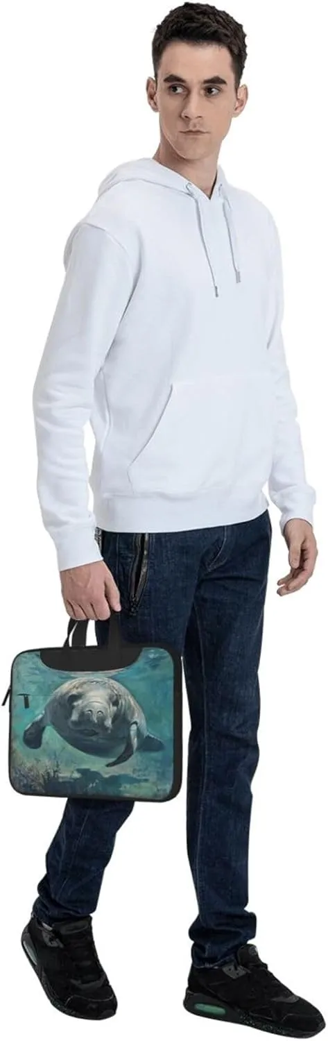 Crazy Save Manatee Print Laptop Bag,Can Use It Freely As A Shoulder Bag,Crossbody Bag,And Briefcase