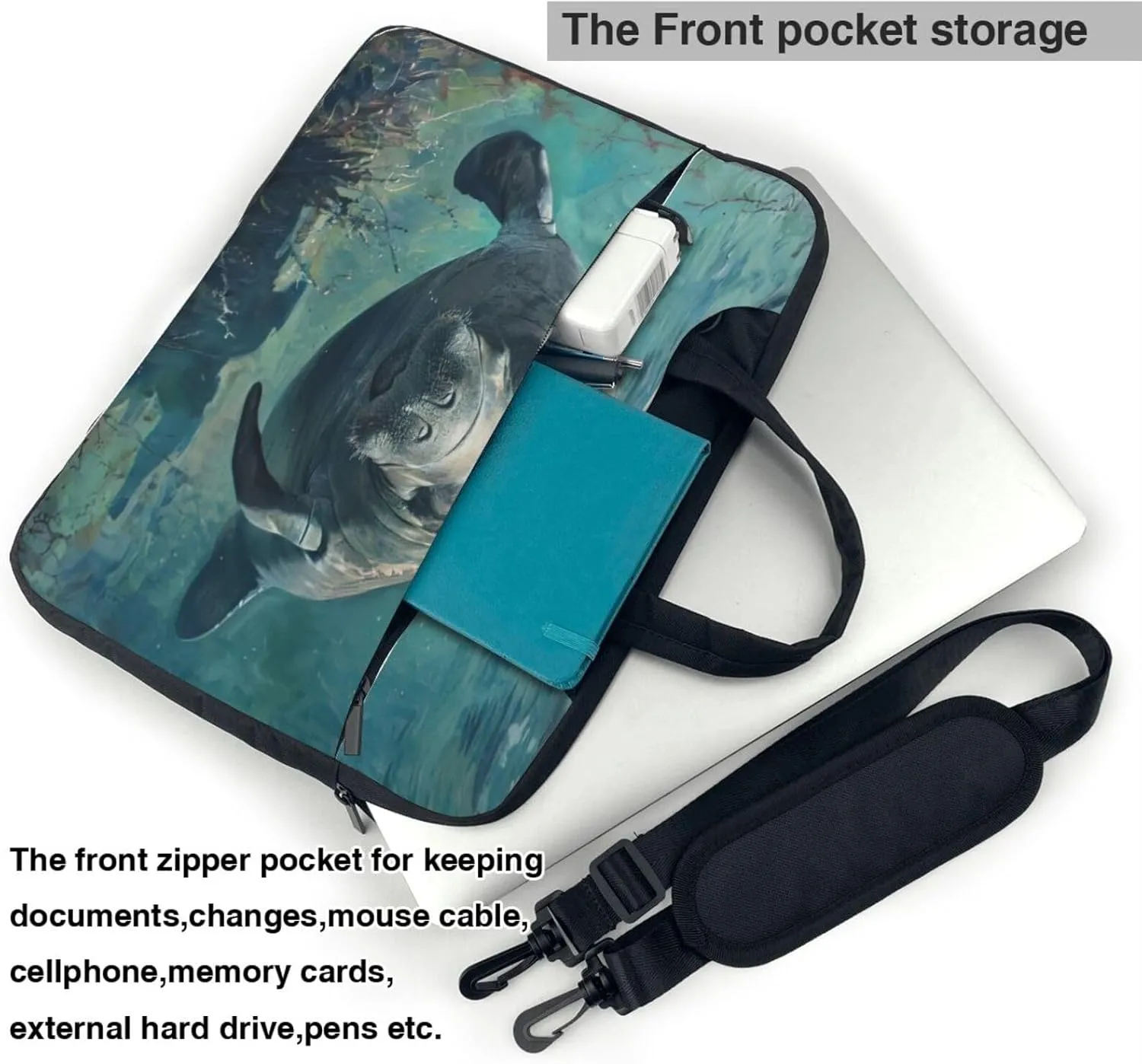 Crazy Save Manatee Print Laptop Bag,Can Use It Freely As A Shoulder Bag,Crossbody Bag,And Briefcase