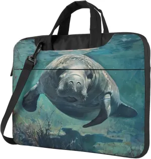 Crazy Save Manatee Print Laptop Bag,Can Use It Freely As A Shoulder Bag,Crossbody Bag,And Briefcase