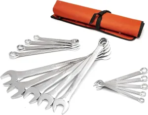 Crescent 14 Piece 12 Point SAE Combination Wrench Set with Tool Roll - CCWS4-05