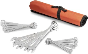 Crescent 15 Piece 12 Point Metric Combination Wrench Set with Tool Roll - CCWS5-05