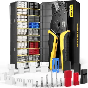 Crimp Tool Connector Kit, with 20 Types JST-SYP   JST-XH   RC Servos Connectors Set, with 32-20 AWG Crimping Tool Compatible JST, SYP, KF2510, AMP, Molex, Futaba, Dupont for Hitec Spektrum RC