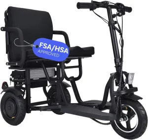 Culver Cougar Folding Mobility Scooter, Lightweight Portable Scooter for Adults - FSA HSA Eligible 3 Wheel Motorized Scooter - Travel Scooters, 280lbs, Only 49lbs - 15mi Range Electric Scooter Adults