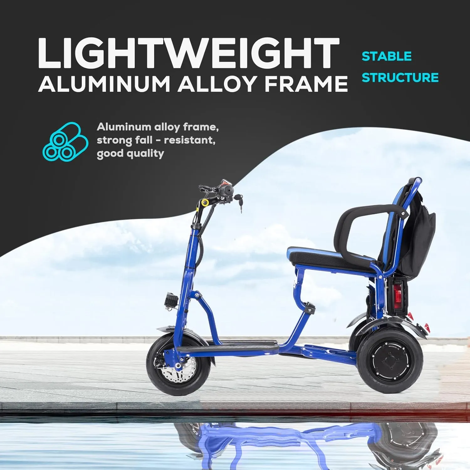 Culver Cougar Folding Mobility Scooter, Lightweight Portable Scooter for Adults - FSA HSA Eligible 3 Wheel Motorized Scooter - Travel Scooters, 280lbs, Only 49lbs - 15mi Range Electric Scooter Adults