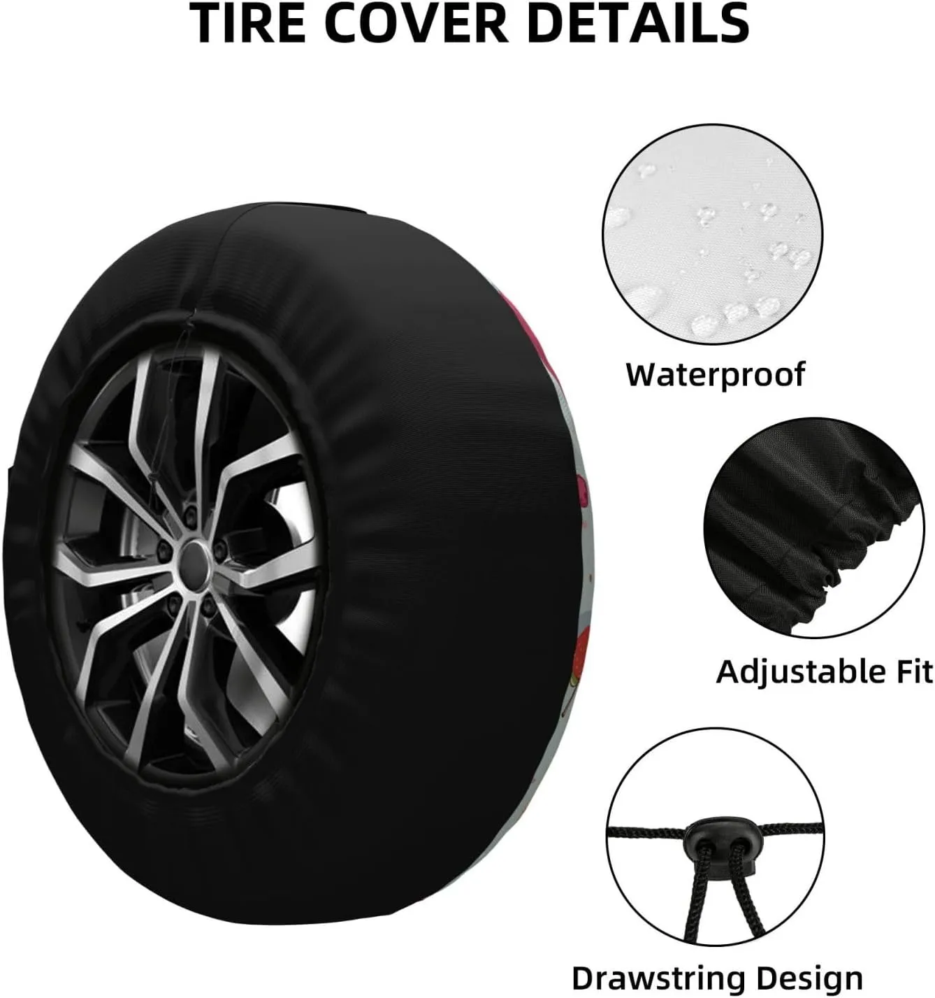 Cupcakes Tire Cover Outdoor Waterproof Snow Sun Rain Wheel Cover Portable Wheel Bags Camper Spare Tire Cover Universal Car Tire Protectors for Trailer RV SUV